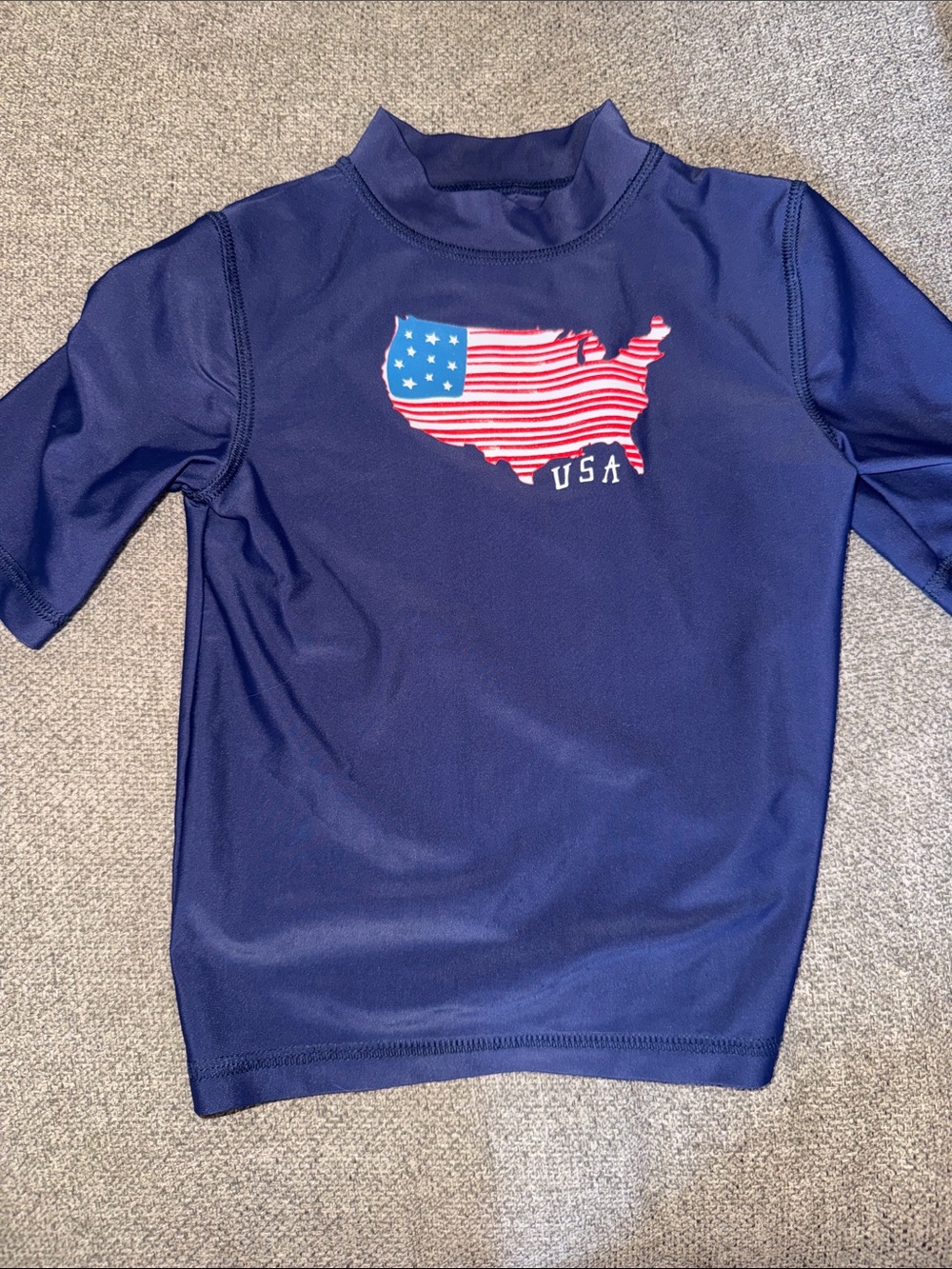 4th of July Cherokee Navy Blue Kids USA Map Rash Guard